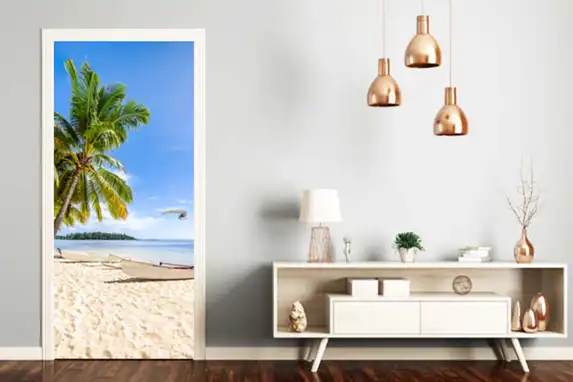 Deursticker als woonkamer decoratie.