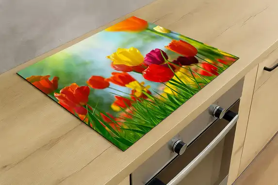 Jouw inductiekookplaatbeschermer met unieke keukendecoratie, eigen foto of foto uit onze beeldbank!