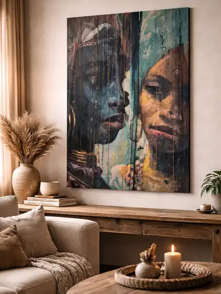 Foto op ayoushout geeft een warme en moderne uitstraling aan je interieur.