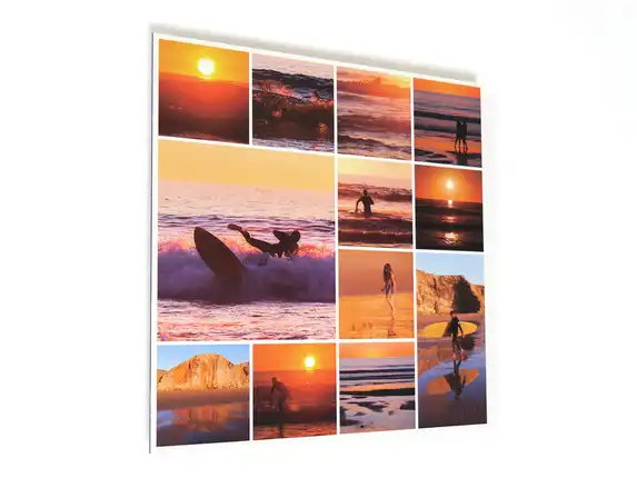 Fotocollage op aluminium afgedrukt, collages maken kan via Decollagemaker.nl