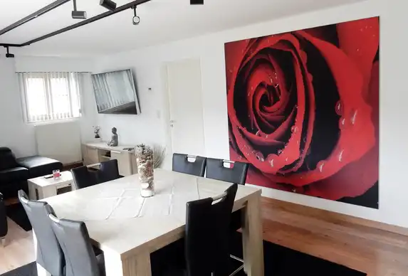 Ook felle kleuren komen perfect tot hun recht bij het fotodoek in de aluminium fotolijst.