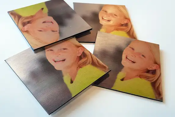 Je foto op een aluminium brushed onderzetter