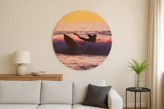 Foto op aluminium muurcirkel, selecteer een vierkant formaat en kies dan voor de gewenste vorm!