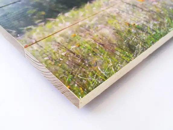 Foto op hout hoge printkwaliteit.